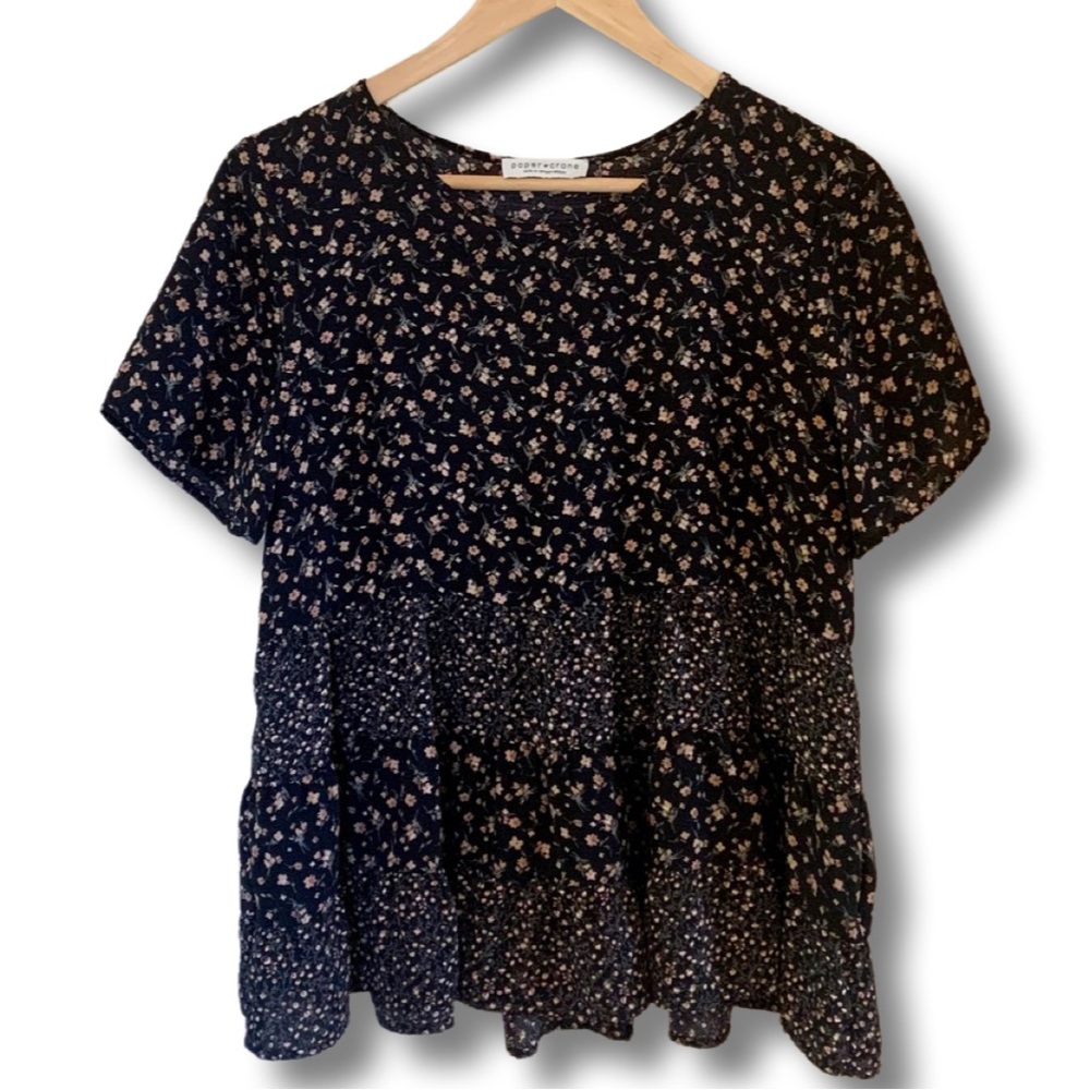 Paper Crane Cute Floral Print Top
